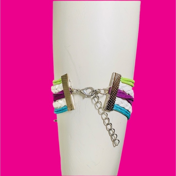WOMENS DOUBLE HEART BALLERINA FRIENDSHIP LAYERED BRACELET - Picture 2 of 2